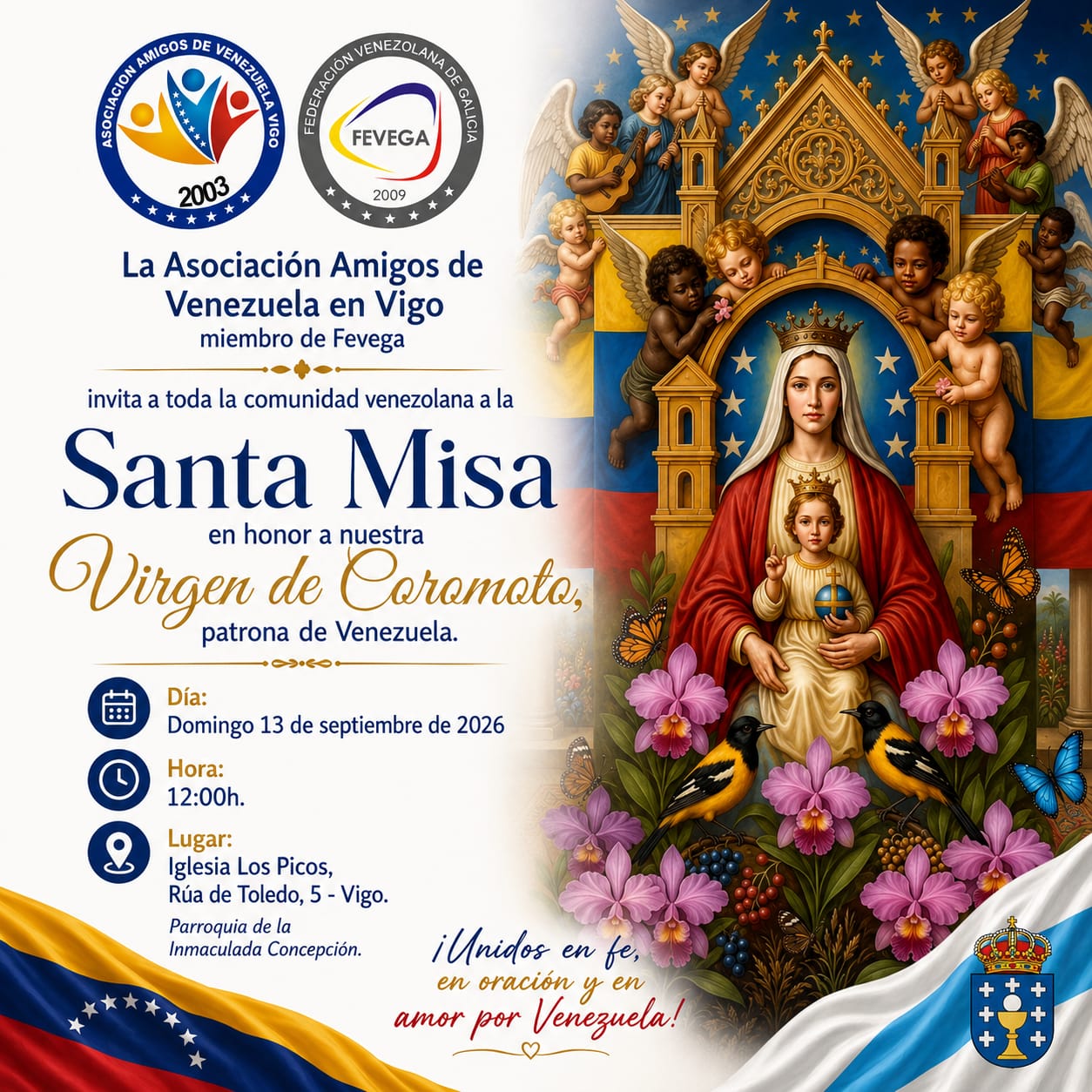Misa de la Virgen de Coromoto Domingo 13 de Septiembre 2026